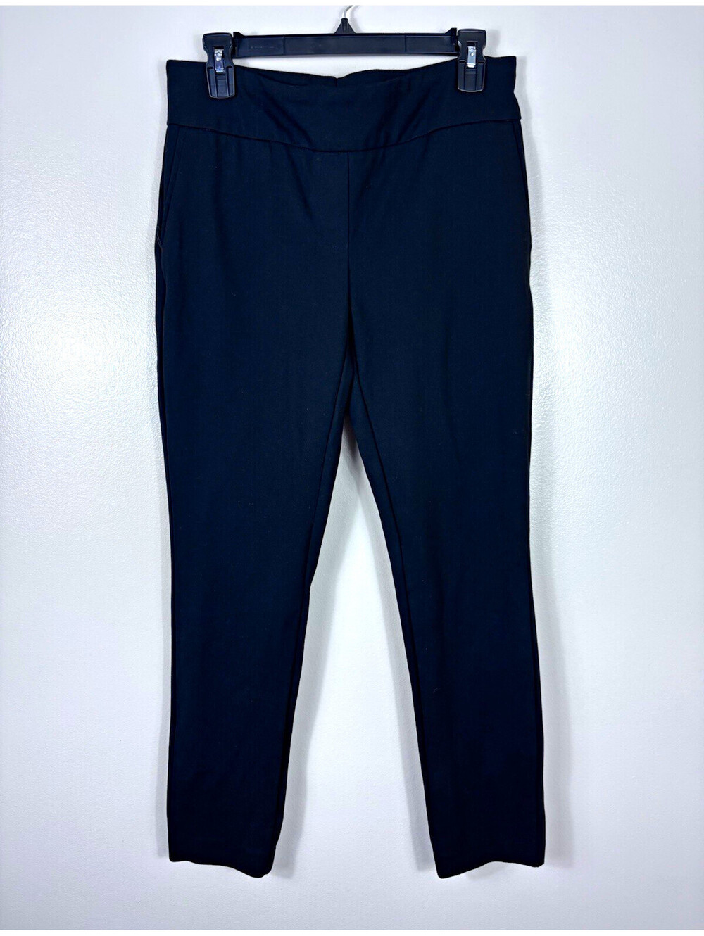 Dalia Women's Pull-On Ponte Pants Black Sz M Rayon Blend Stretchy Tummy Control